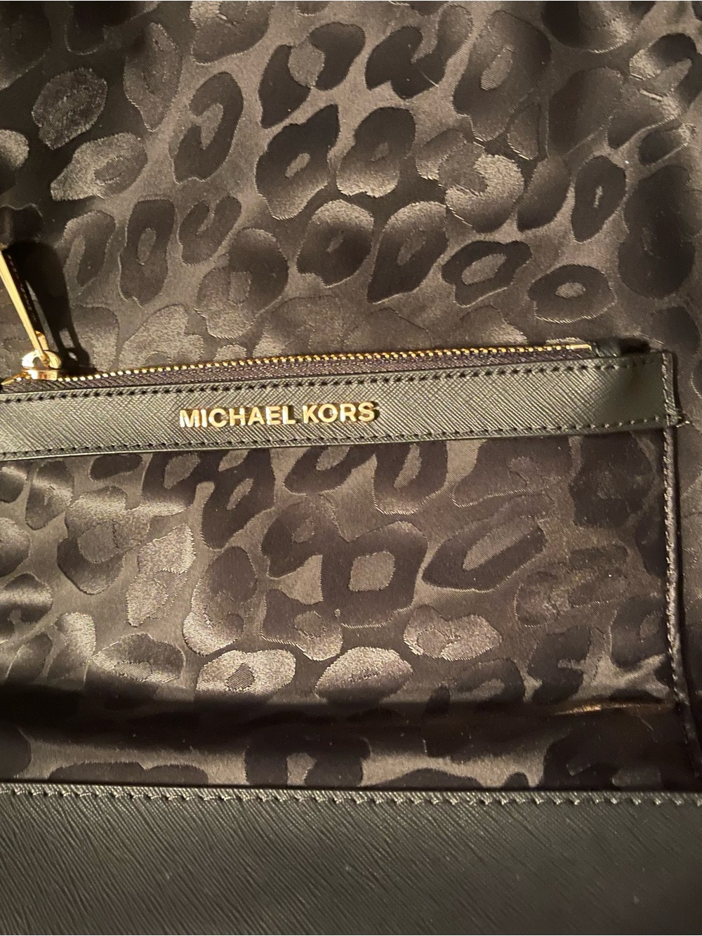 Michael Kors Black Leopard mini backpack with Gold Logo and Leopard-Print Lining